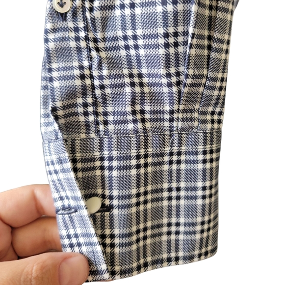 Roda Men's Black and White Plaid Dress Shirt Cotton Size 15 3/4 40 New - Picture 2 of 5